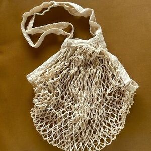 Small French Crochet Market Bag Long Handle Tote